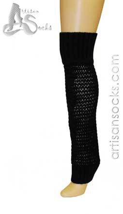 Lara Kazan Spring Legs Cotton Black Loose Knit Leg Warmers