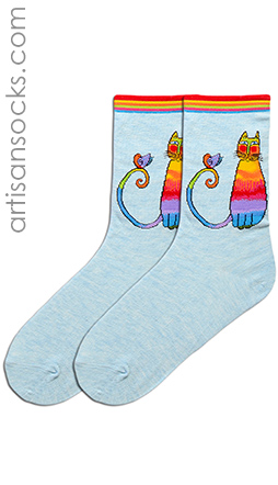 Laurel Burch Kit Kat Socks in Chambray