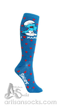 Loungefly LAZY SMURF - HEARTS Novelty Cotton Knee High Socks