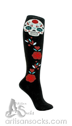 Loungefly SUGAR SKULL - FLOWER Novelty Cotton Knee High Socks