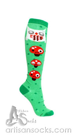 Loungefly Crowded Teeth Owl - Mushrooms Fun Cotton Knee High Socks