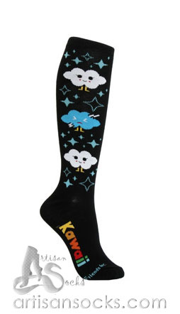 LOUNGEFLY KAWAII CLOUDS COTTON KNEE SOCKS