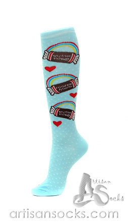 LOUNGEFLY TOOTSIE ROLL RAINBOW COTTON KNEE SOCKS