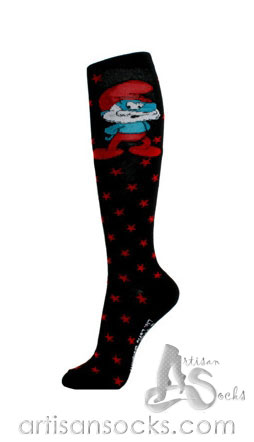 LOUNGEFLY PAPA SMURF STAR KNEE COTTON SOCKS