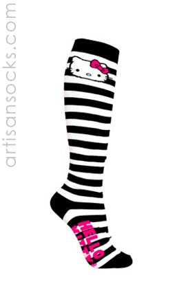 Black Stripe Hello Kitty Knee High Socks
