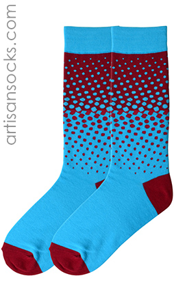 Men's Two Tone Dots Socks - Red and Turquoise