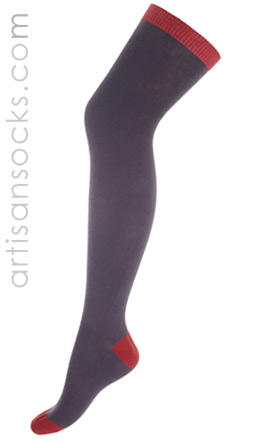 Red and Charcoal Gray Over the Knee Socks