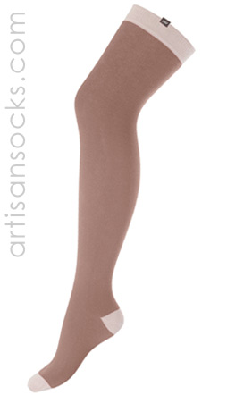 Beige and Brown Over the Knee Socks