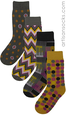 Mod Mustard Unisex Socks - 4 pack Retro Trouser Socks