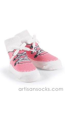Pink Sneaker Baby Socks Shoes