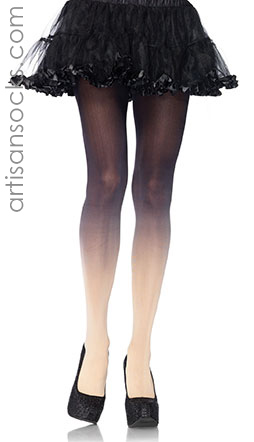 Ombre Tights in Opaque Black / Nude