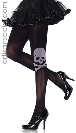 Skull & Crossbones Spandex Opaque Tights