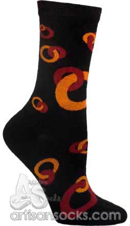 Ozone RINGLETS ORANGE Geometric Angora Short Crew Socks