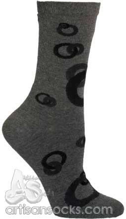 Ozone RINGLETS GRAY Geometric Angora Short Crew Socks