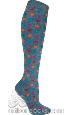 Ozone BLINKING DOTS BLUE Dotted Angora Knee Socks