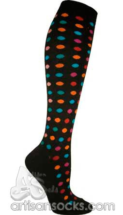 Ozone BLINKING DOTS BLACK Dotted Angora Knee Socks