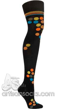 Ozone BUNCHED DOTS BLACK Dotted Angora Over The Knee Socks (OTK)