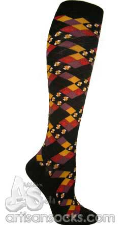 Ozone ETUDES BLACK Argyle Angora Knee Socks