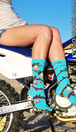 Ozone Bikerchick Forbidden Fruit Turquoise Short Crew Sock