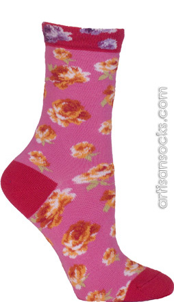 Ozone Walking On Roses Rose Floral Cotton Socks