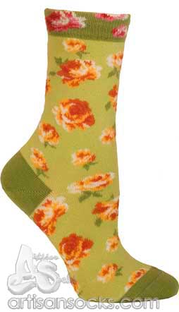 Ozone Walking On Roses Anis Flower Cotton Socks