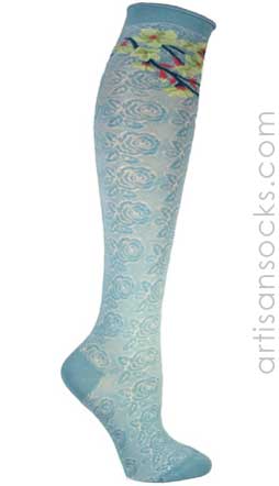 Ozone Sakura Flower Knee Socks - Blue