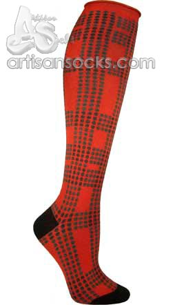 Ozone Buffalo Dots RED Cotton Knee Socks