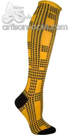 Ozone Buffalo Dots YELLOW Cotton Knee Socks