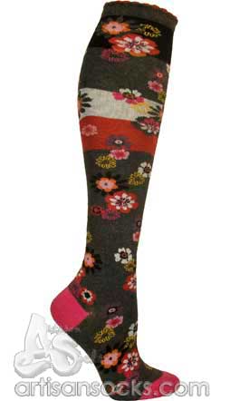 Ozone ASIA CHARCOAL Flower Socks