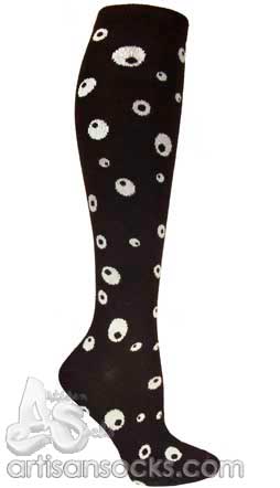 Ozone DEFINITION BLACK & WHITE Circles Knee High Cotton Socks