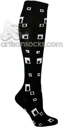 Ozone DEFINITION Black & White Squares Geometric Cotton Socks