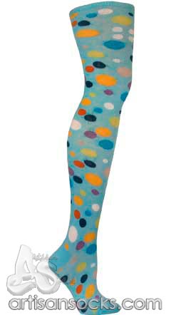 Ozone BUBBLE OTK SKY Dotted Cotton Over The Knee Socks