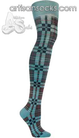 Ozone HAY PLAID BLUE Cotton Plaid Socks (OTK)