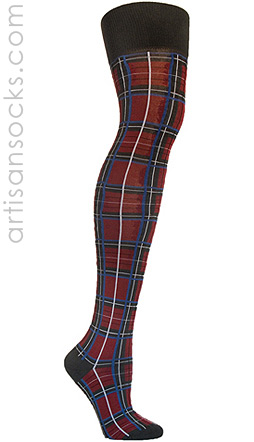 Ozone STEWART PLAID RED Cotton Plaid Socks (OTK)