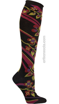 Ozone Northeast Flowers Black Knee High Knee Socks