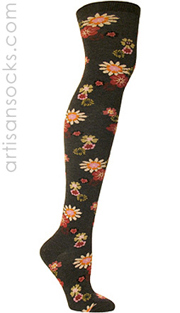 Ozone China Grey Flower Print Socks (OTK)