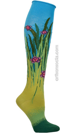 Ozone Sunny, Cloudy, Night Turquoise Knee High Knee Socks