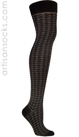 Ozone Brown Houndstooth Over The Knee Socks (OTK)