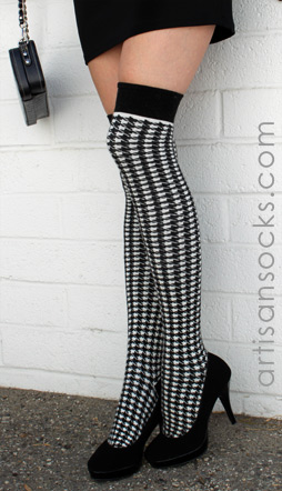 Black Houndstooth Over The Knee Socks (OTK)