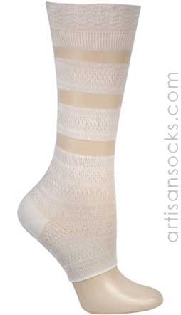 Ozone Sheer Toeless Stripe-White