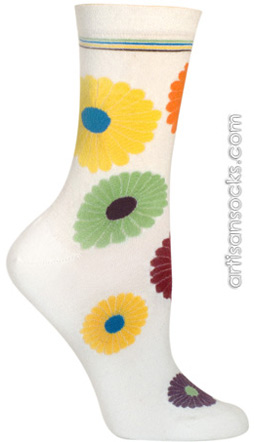 Ozone Mini Flower Power Ecru Crew Socks