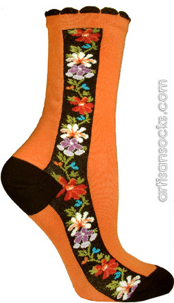 Ozone Nordic Stripe Orange with Flowers