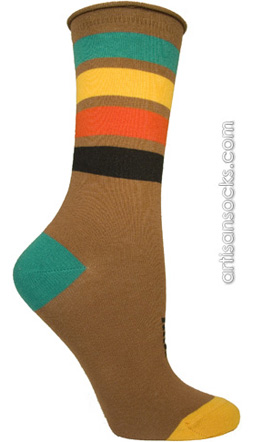 Ozone North Western Stripe Brown Crew Sock