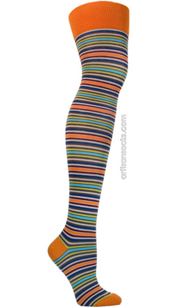 Ozone OTK Orange Pop Stripes Over the Knee Socks