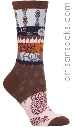 Ozone Socks: Crew Length Decorative Floral Pattern Socks