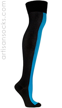 Ozone Neon Blue Racer Stripe Over the Knee Socks - OTK