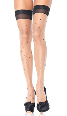 Plus Size Black Polka Dot Thigh Highs