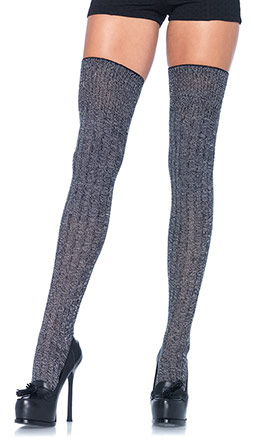 Knit Black Thigh Highs / Gray Thigh Highs