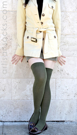 RocknSocks Olive Green Over the Knee Socks - OTKs