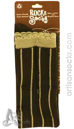 RocknSocks Slick Coffee Vertical Striped Over the Knee Socks (OTK)